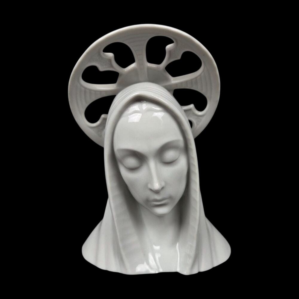 Vintage Osco Germany Porcelain Figurine Virgin Mary Holy Mother White Glazed 5"